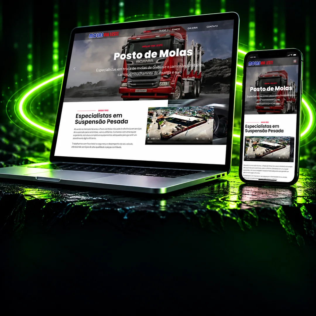 Site da Molas Via Leste em computador e smartphone